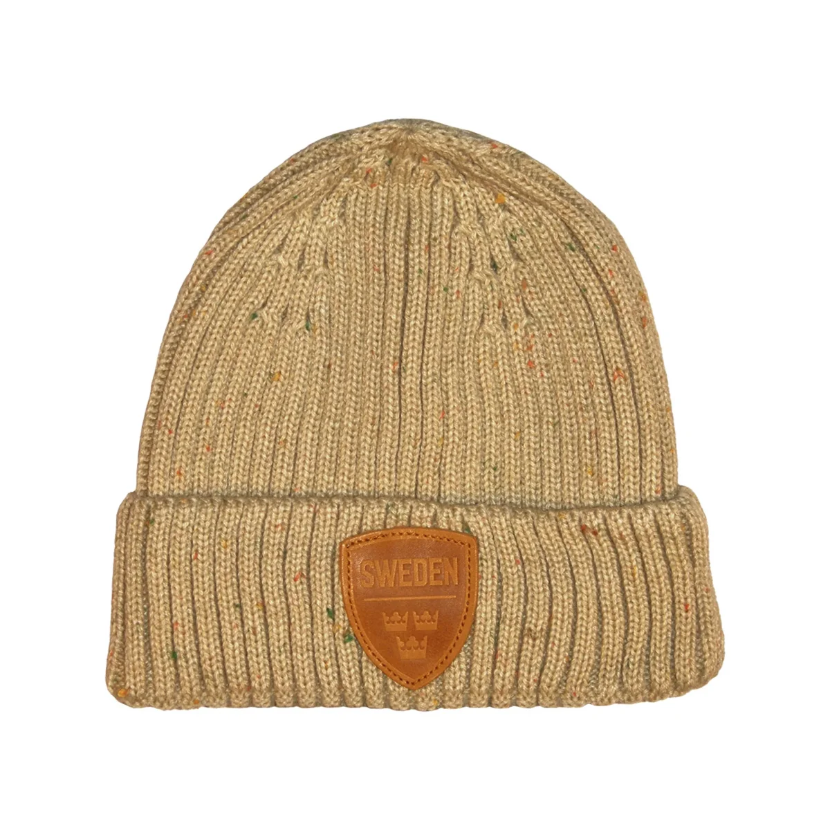 Beige Stickad Mössa Sweden