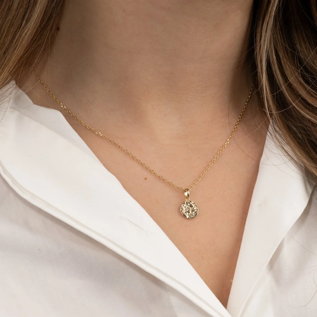 RAW ROUND SOLID GOLD PENDANT - ENGRAVABLE - Bild 3