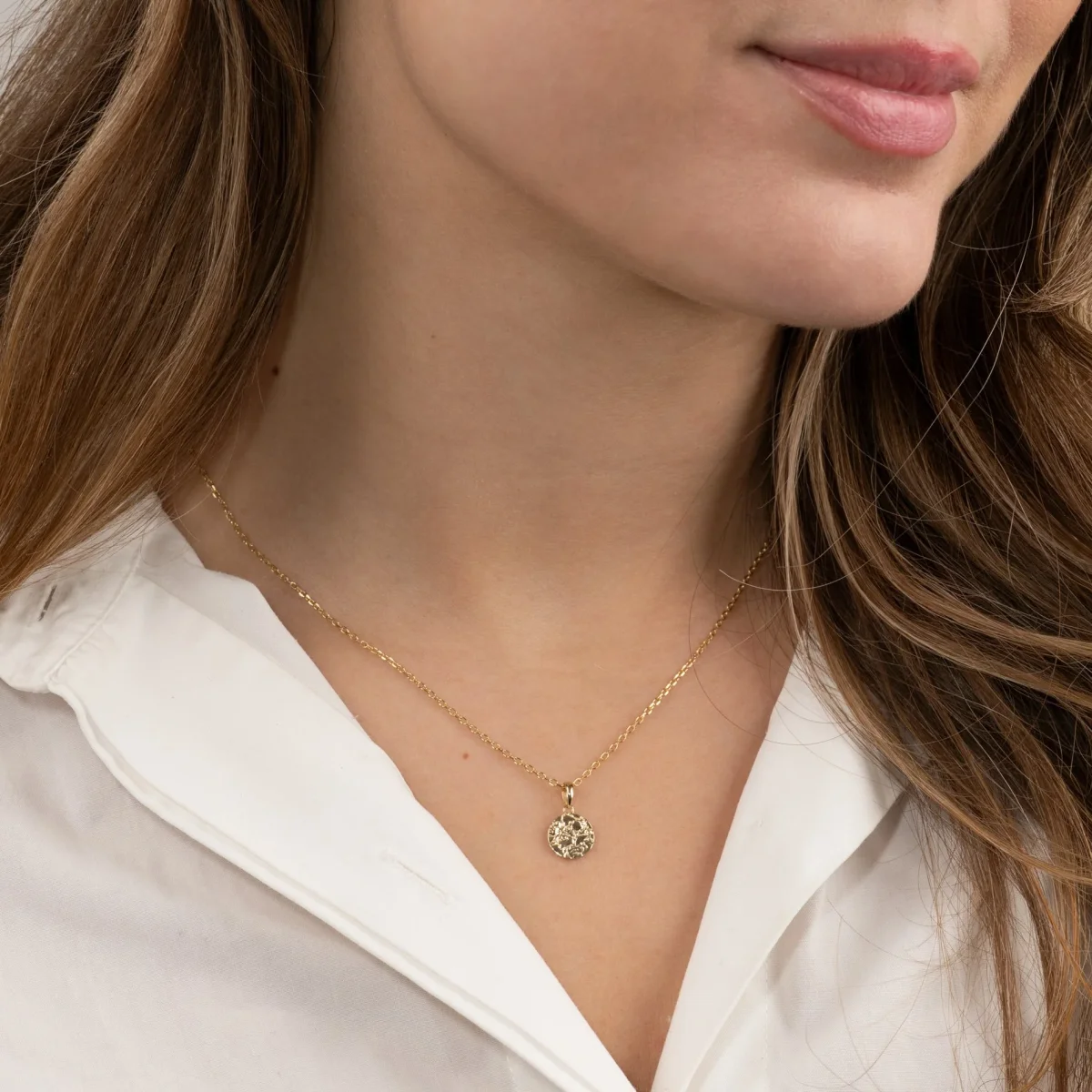 RAW ROUND SOLID GOLD PENDANT - ENGRAVABLE - Bild 5