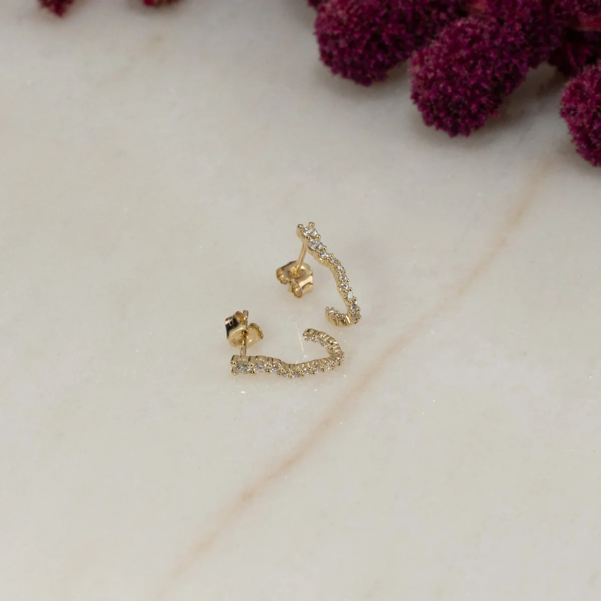 GRADUATING CURVED LAB-DIAMOND CREOL EARRING - 0.45ct - YG - Bild 2