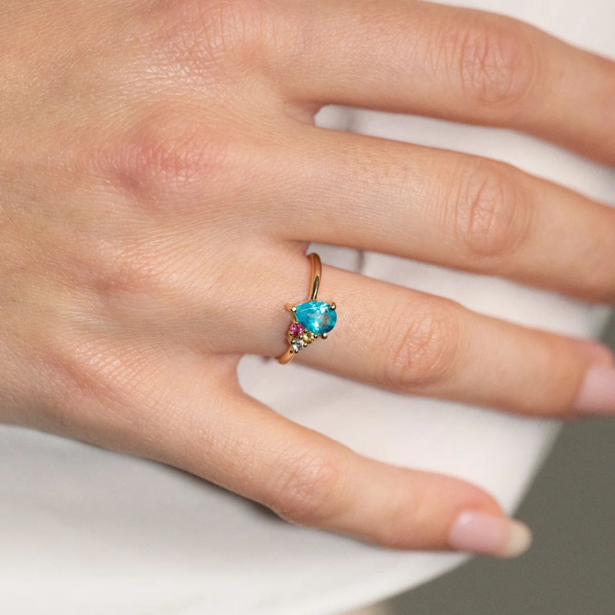 GYDA PARAIBA TOPAZ SOLID GOLD RING - Bild 7