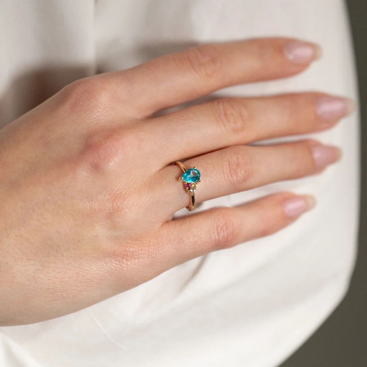 GYDA PARAIBA TOPAZ SOLID GOLD RING - Bild 5