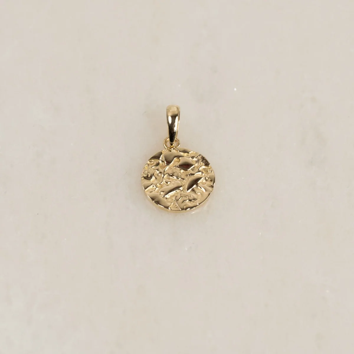 RAW ROUND SOLID GOLD PENDANT - ENGRAVABLE - Bild 2
