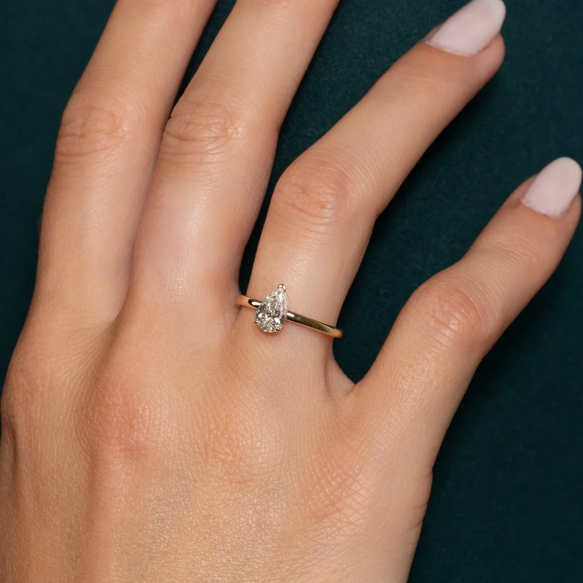 SOLITAIRE PEAR-CUT LAB-DIAMOND RING - 0.75ct - YG - Bild 3