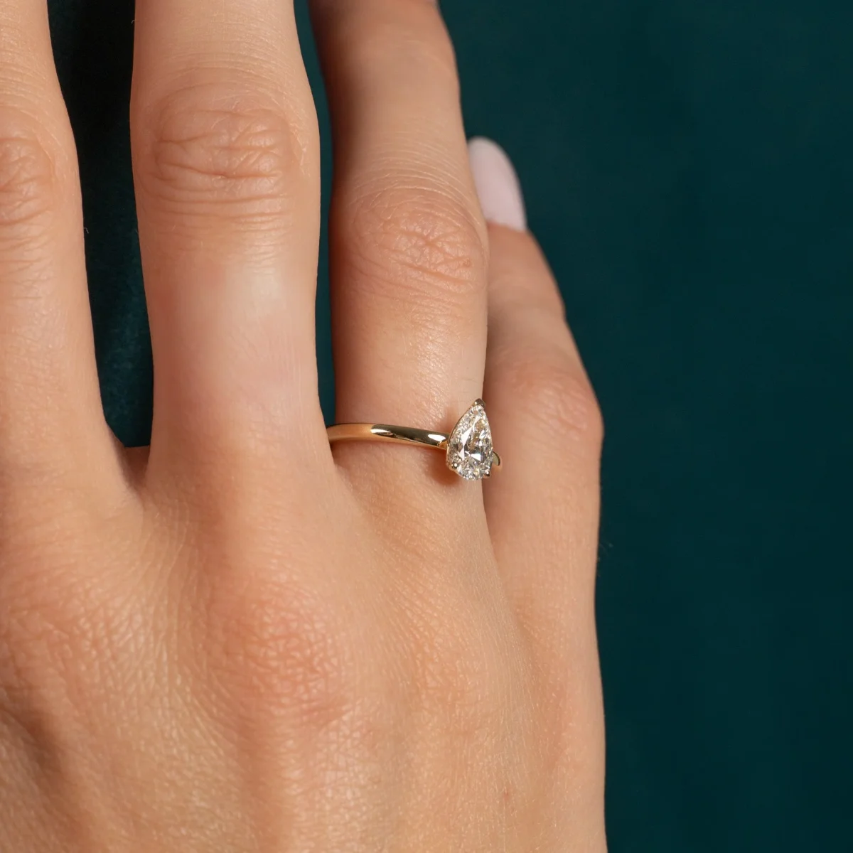 SOLITAIRE PEAR-CUT LAB-DIAMOND RING - 0.75ct - YG - Bild 6