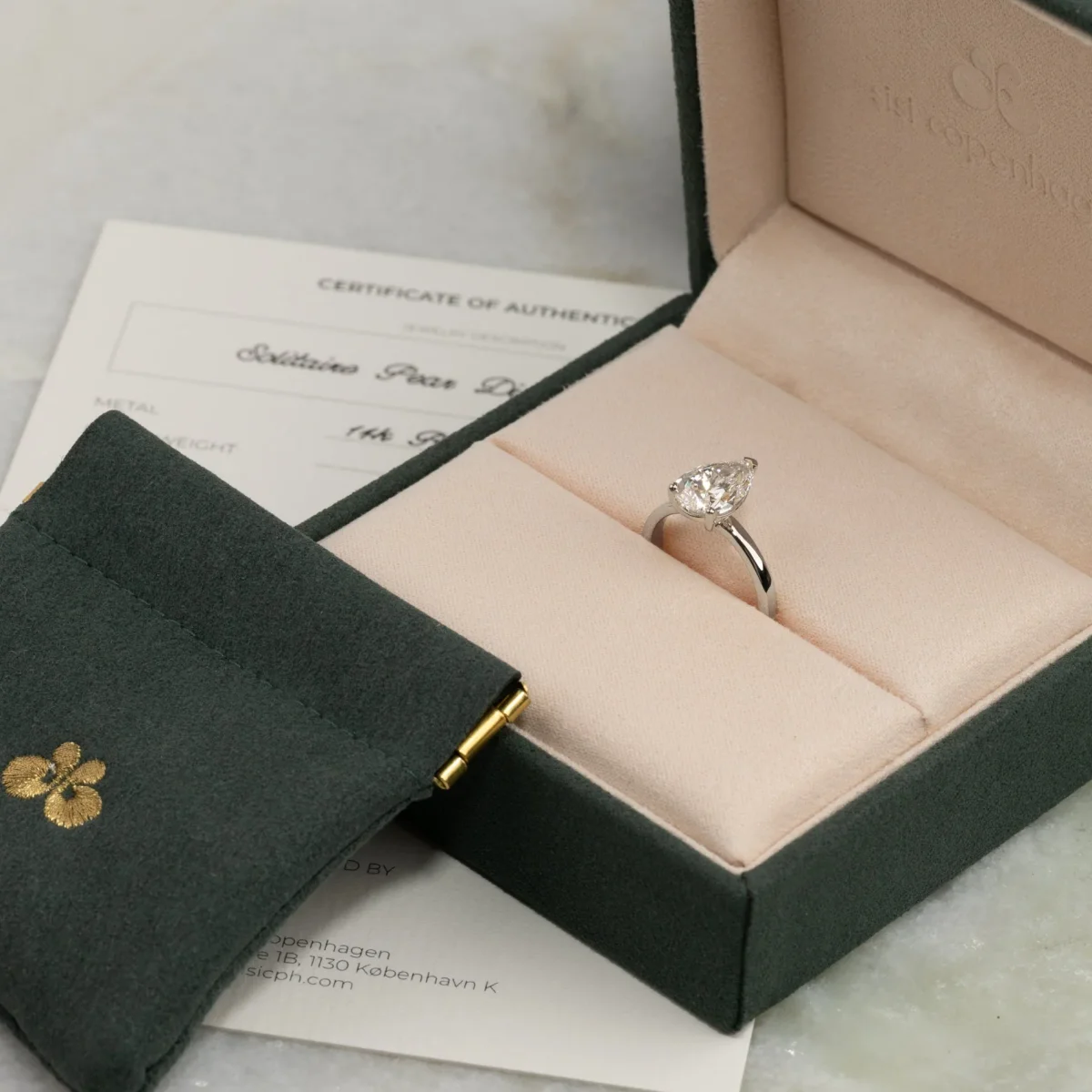 SOLITAIRE PEAR-CUT LAB-DIAMOND RING - 2.5ct - WG - Bild 7