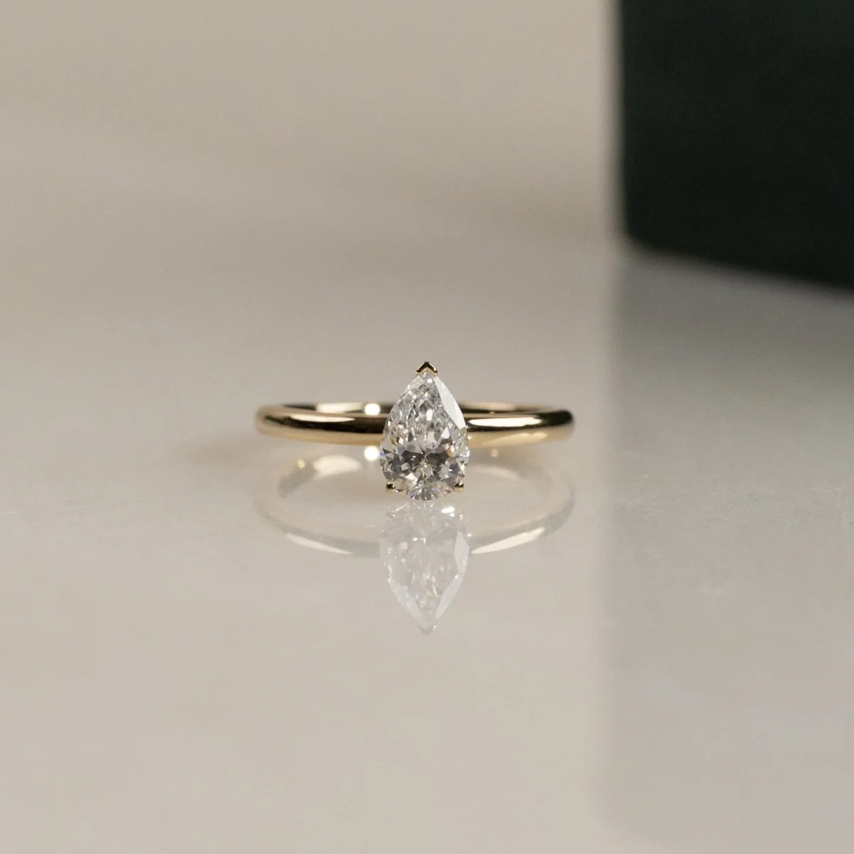 SOLITAIRE PEAR-CUT LAB-DIAMOND RING - 0.75ct - YG - Bild 7