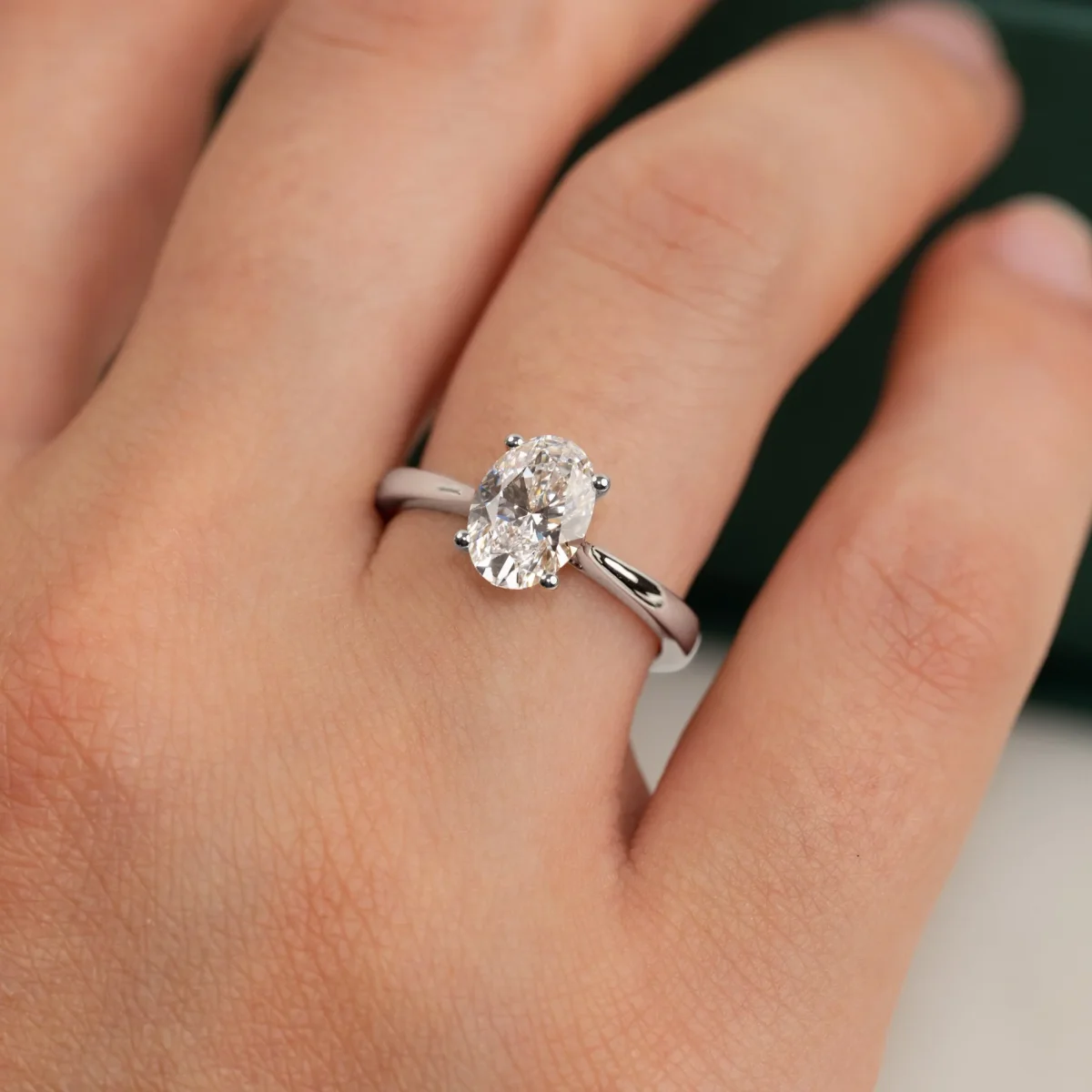 SOLITAIRE TULIP-SET OVAL-CUT LAB-DIAMOND RING - 1.5ct - WG - Bild 4