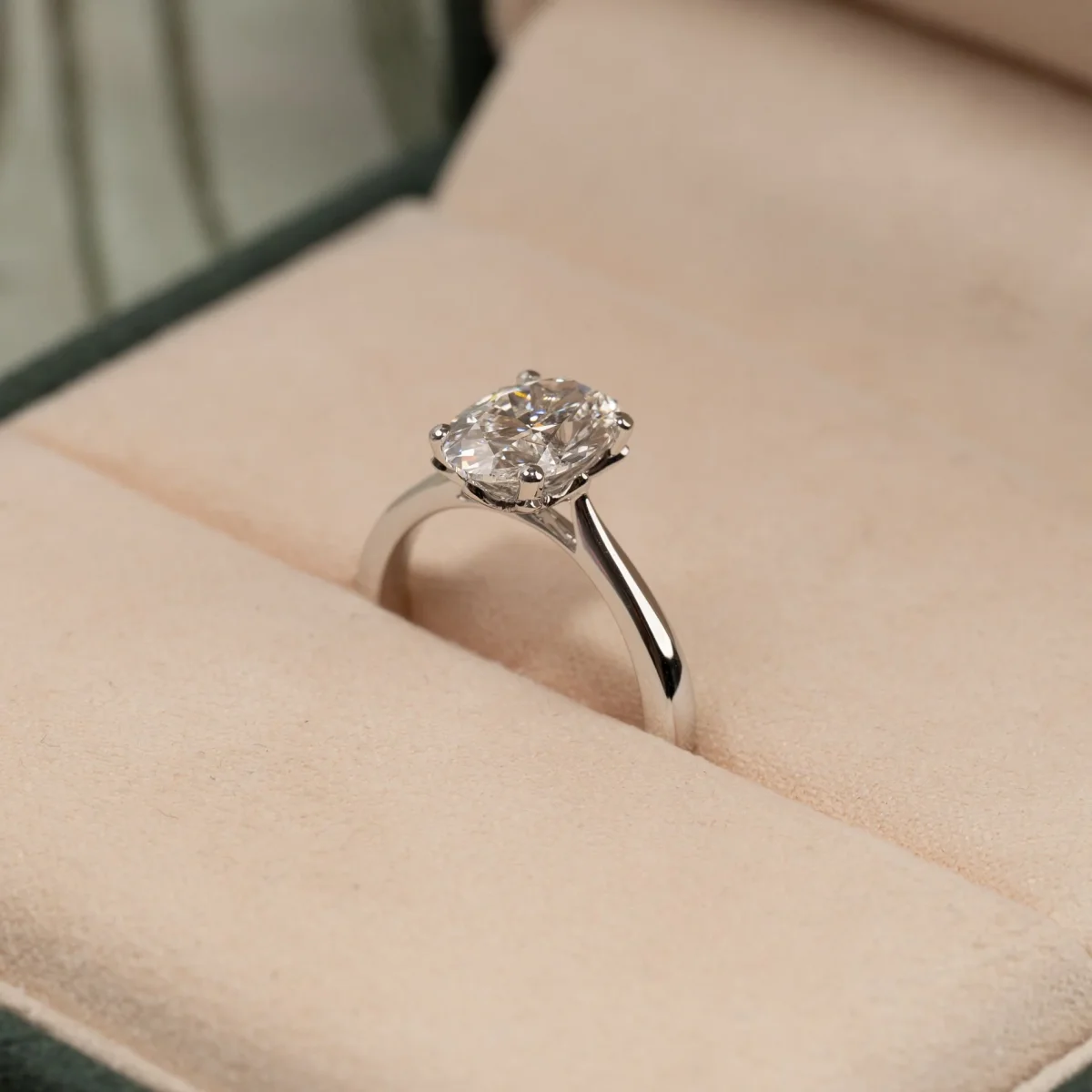 SOLITAIRE TULIP-SET OVAL-CUT LAB-DIAMOND RING - 2.0ct - WG - Bild 8